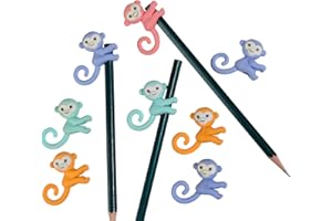 MGTECH 32 Pcs Pencil Eraser Toppers for Kids, 3D Cute Monkey Pencil Top Erasers Cap Erasers