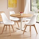 VASAGLE Dining Chairs, Padded Seat, Set of 4, 46.5 x 57 x 79 cm | Leather PU and Beech Wood, for Living Room and Kitchen, Clo