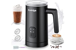 Eastsign Mousseur à lait, Mousseur à lait électrique 4 en 1 et Steamer, Fabricant de mousse chaude et froide, Fabricant de chocolat chaud, Réchauffeur de lait, Mousseur à café de 12 oz / 350 ml