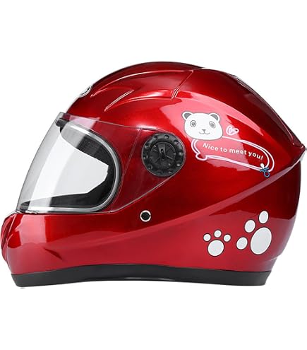 Casque Intégral Moto Enfant 5-14 Ans - Modèle Dessin Animé, Garçons Et Filles - Taille M (50-54 Cm) - ABS - Toutes Saisons