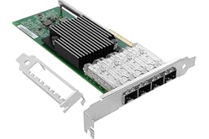 Euqvos 10GbE NIC Network Card per Intel X710-DA4 PCIe 3.0 x8 Quad SFP+ Ports XL710BM1 Controller Support Windows Server/Linux/VMware ESXi