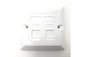 MainCore 2 Port CAT5e RJ45 Faceplate Wallplate Wall Outlet LAN with Keystones Jacks (Available in Single, Double, Quad & Port) (2 Port)