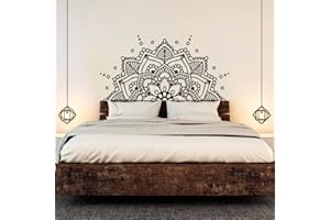 zzlfn3lv Mandala Art Vinilo Pegatinas de Pared Mandala Bohemio Cama de Flores decoración extraíble Tatuajes de Pared cabecero Dormitorio Mural 1 114x57 cm