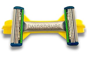twinshaver brzytwa do łysienia + 4 żyletki, ochrona przed przecięciem i 80% oszczędność czasu, maszynka do golenia i głowy, brzytwa na mokro 0.0mm dla mężczyzn i kobiet (żółta)