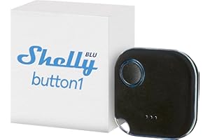Shelly BLU Button 1 - Czarny, Bluetooth-sterowany przycisk aktywacji akcji i scen, automatyka domowa, iOS i Android, nie wymaga huba, długi czas pracy na baterii, wskaźnik LED, szeroki zasięg.