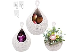 UENNM 3 Cesto per Frutta da Parete, Cesto portaoggetti in Vimini Intrecciato, da Appendere alla Parete, per Frutta e Verdura, Cestino Naturale per la Cucina, da Tavolo, da Appendere alla Parete