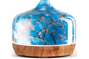 ‎PORSEME Porseme Aroma Diffuser 500ml,Handgeblasen Glas Luftbefeuchter,Ultraschall Aromatherapie Öle Diffusor mit 7 Farben LED Licht,Diffusor für Ätherische Hält 15-21 Stunden,Leise für Wohnung (Blue)