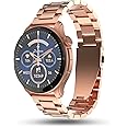 Pebble Cosmos Vault 1.43" AMOLED Always on Display Smart Watch for Men & Women, BT Calling Luxury Metal Strap Smart Watch with Rotating Crown, Compatible with Android & iOS, Rose Gold