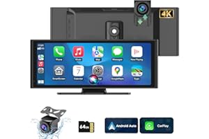 aphqua Tablet samochodowy Pro Max 2025 – ekran CarPlay do Apple, Android - 10,26'' Carplay Audio z przednią kamerą 4K HD i tyłem, bezprzewodowe radio samochodowe z nawigacją Mirror Link 64G TF/FM/AUX