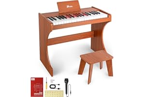 24HOCL Kinder Klavier Tastatur, 37 Tasten Digitalpiano für Kinder, Mini Musik Lerninstrument Spielzeug, Beleuchtet Wiederaufladbar Holz Klavier für Kleinkinder Mädchen Jungen for Toddlers Girls Boys