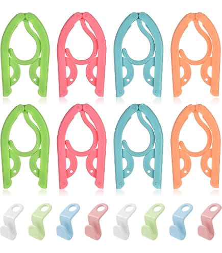 20 Grucce Pieghevoli Portatili Da Viaggio In PP, Multicolore, Aperte 46x16,5 Cm - Antiscivolo Per Adulti E Bambini