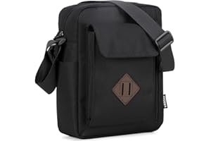 VASCHY Mała płócienna torba, płócienna torba na ramię męska lekka torba listonoszka na co dzień torby na ramię messenger dla mężczyzn kobiet do szkoły pracy na co dzień w podróży, Czarny (Black