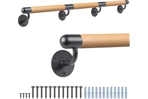 Dolibest Handlauf Holz, 250cm Handlauf Treppe Innen Holz Buche Runde Wandhandlaufe Geländer Treppengeländer 3.8cm Rutschfest Sicherheithaltegriff Barrierefreie für Jüngere/ältere