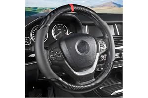 Jfadg Carbon Fiber Car Steering Wheel Cover, Universal 15 inch Breathable Anti Slip Steering Wheel Covers, Car Interior Accessories for Men and Women, Fit for Most Car, Trucks, SVU (Black)