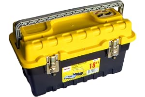 WMC TOOLS 18-Inch Strong Tool Box with Metal Clips | Plastic Storage Box | Multi-Function Portable and Durable Organizer Box Storage for Various Tools