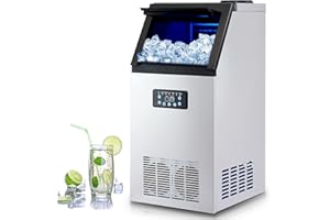 CREWORKS Macchina per Cubetti di Ghiaccio Commerciale 59kg/24h Fabbricatore Ghiaccio con Schermo LCD Macchina Ghiaccio in Acciaio Inossidabile per Casa, Ufficio, Ristorante, Bar, Caffetteria (36 PCS)