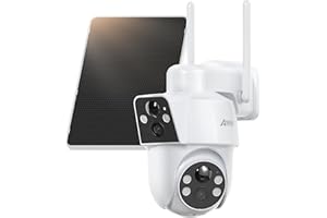 ANRAN 2-in-1 Dual-Lens 360°/180° PTZ Telecamera Esterno Solare, 3MP Telecamera CCTV Wireless Wi-Fi All'aperto con Visione Notturna a Colori, Rilevamento del Movimento PIR, Audio Bidirezionale