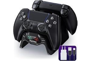 Fachixy 「2024 Nouveau」Chargeur Manette PS5, 2H Rapide Chargeur avec avec fiches et câbles individuels, avec indicateur LED Station de Chargement, Compatible avec Manettes DualSense Playstation 5