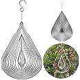 Water Drop Wind Chime Garden Ornament Decor 360 Degrees Spinners Hanging Sign Tree Pendant Suncatcher Metal Art Craft For Home Bedroom Living Room Window Corridor Yard Decoration Outdoor Indoor