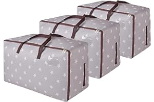 DOKEHOM 3 Piezas 105L Bolsa de Almacenamiento Grande, Bolsa de Tela para Ropa, tamaño Ultra Grueso bajo la Cama, a Prueba de Humedad (Gris)