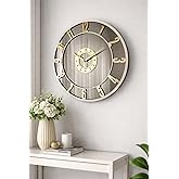 Modern Duvar Saati, Gold Rakamlar, G&uuml;m&uuml;ş Ayna Y&uuml;zey, 40 cm &Ccedil;ap, MDF G&ouml;vde, Beyaz Ahşap Detaylar