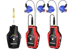 KIMAFUN In-Ear Monitor 2.4G Wireless System, Sistemi IEM Stereo per Prove Band, Amplificatore per Chitarra, Altoparlanti, Registrazione, Chitarristi, Bassisti, DJ(1TX+2RX)