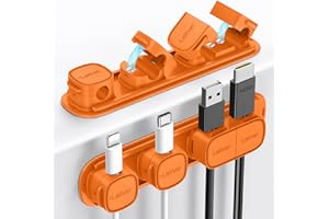 Laitver Clip per Cavi, 6 Pezzi Magnetico Fermacavi, Autoadesivi Organizer Cavi Scrivania con Base in Plastica, Accessori Scrivania Gestione Cavo per Auto, USB, Casa, Ufficio, Comodino