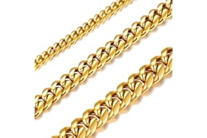 Richsteel Collier Chaîne Miami Cubain-Chaîne Gourmette à Maillons Cubains 6MM/10MM/14MM,14"/18"/20"/22"/24"/26"/28"/30" Argent/Doré 18K/Noir en Acier Inoxydable 316L Hip-Pop Style Chaîne pour Hommes