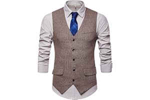 SHOWU RONGKIM Gilet de costume sans manches à double boutonnage, coupe ajustée, pour homme