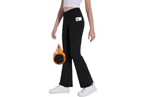 Desol Pantaloni termici a croce, con tasche per adolescenti, leggings elastici flared per sport e yoga, pantaloni sportivi ideali da ginnastica e da jogging