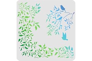 FINGERINSPIRE Pochoirs d'arbre à oiseaux - 30 x 30 cm - Plastique - Branche d'oiseaux - Pochoirs à dessin - Pochoirs réutilisables pour peinture sur bois, sol, mur et carrelage