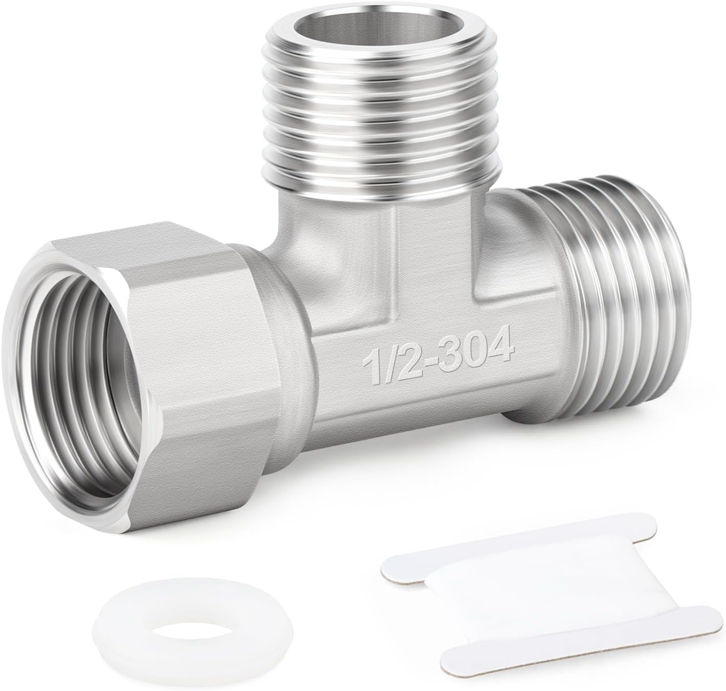 ERGAOBOY 1 piezas de conector en T flexible y móvil de 3 vías, acero inoxidable 304, 1/2" macho BSP, tuerca de unión en T para rociador, válvula angular, brazo de ducha