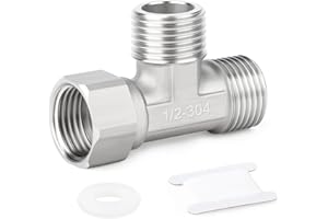 ERGAOBOY 1 pièces Connecteur en T flexible mobile 3 voies en acier inoxydable 304, raccord en T mâle 1/2" pour pulvérisateur, robinet d'équerre, bras de douche