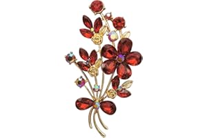 QUKE Poppy Brooches for Women Girls Cubic Zirconia Crystal Rhinestone Flower Pattern Brooch Pin Jewellery