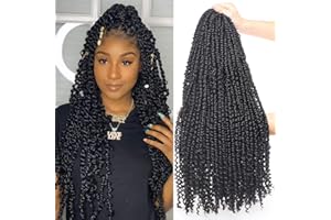 Leeven 22 Inch 8 Packs Pre-twist Passion Twist Crochet Hair Braids Pre-looped Crochet Braids Hair Extensions for Passion Twist Braiding Hair Natural Black Twists Hair 1B#