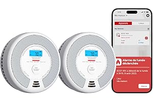 X-Sense Détecteur de Fumée et de Monoxyde de Carbone Connecté avec Batterie Remplaçable, Détecteur Intelligent Compatible avec X-Sense Home Security App, SC07-WX, Lot de 2