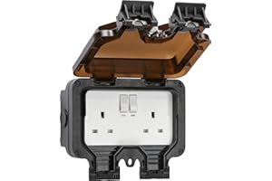 KNIGHTSBRIDGE Smart WiFi Waterproof Outdoor Double Socket - Certified Works with Alexa + Certified Works with Google Assistant, Black