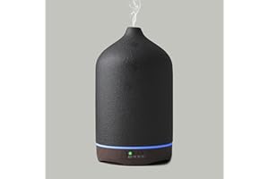 Foyucool Humidificador Cerámico, 250 ml Humidificador de Aire, 7 Colores Luz y 2 Modos de Pulverización, Temporización 1/3/5H y Apagado Automático Sin Agua, Difusor Aromas para Habitacion, Negro
