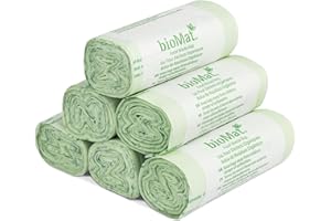 bioMat Sacs Poubelle Compostables 6L, 150 Sacs, Qualité Premium pour les Toilettes, la Salle de Bain, la Cuisine, Fabriqué en Allemagne