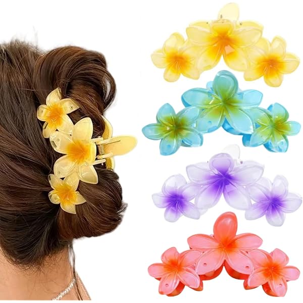 HSAJS 6 Stück Blumen Haarspangen Hawaii-Stil – Rutschfeste Jaw Clips Mit Starkem Halt