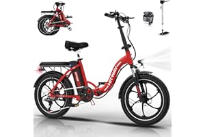 HITWAY BK6SL Vélo électrique 20 * 3,0 Pouces E Bike, Batterie 36V/13Ah, 50-100KM, Moteur 250W, Transmission 7 Vitesses, Cadre Aluminium Vélo Pliable
