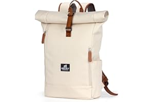 MOCLOLY Rolltop plecak damski i męski – wodoszczelny, z kieszenią na laptopa, mały plecak podróżny, elegancki plecak podróżny, na uczelnię, do pracy, do miasta, na podróż, różowy