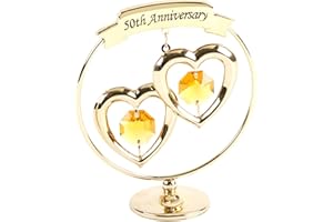 Crystocraft - 50th Golden Wedding Anniversary Gold Ring with Hearts SP250 by CRYSTOCRAFT