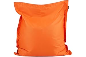 Bean Bag Bazaar Outdoor Kids Bean Bag, Orange, Water Resistant Fabric, Indoor Outdoor Beanbag with Filling Included, 125cm x 100cm, Floor Cushion, Kids Garden Chair also ideal for Bedroom, Playroom