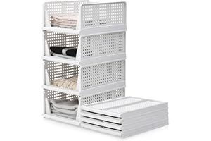 Allyson® 5 Stück Kleiderschrank Organizer Stapelbar, Multifunktionale & Faltbare Schrank Organizer Aufbewahrungsboxen, Schubladeneinsätze & Ordnungssystem für Kleiderschrank, Küche & Badezimmer - Weiß