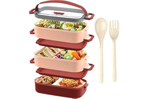 OITUGG Pudełko na lunch premium 3-warstwowe pudełko na lunch Bento dla dorosłych do pracy, pudełko na lunch 2200 ml, ze sztućcami i 3 przegródkami, regulowane, szczelne, bez BPA, można używać w