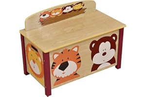 Liberty House Toys Wooden Jungle Big Toy Box, MDF, Natural Wood, 49.5cm H x 39cm W x 68cm D