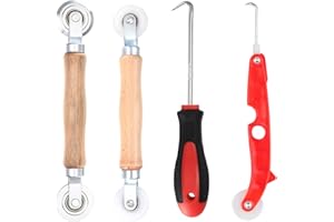 HEXINYIGJLY 4 unidades de herramientas para retractor de mosquitera Keder Spline Roller, rodillo de sellado de doble rueda para ventanas, herramienta de extracción para cordón de goma Keder.