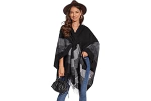 colornival Chal Elegante para Mujer Capa Frontal Abierta Poncho Suave, Adecuado para Primavera, Otoño e Invierno