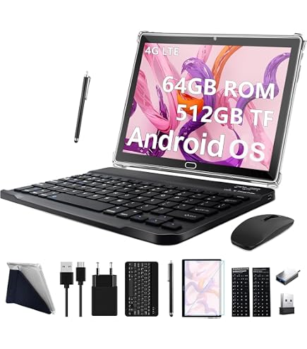 Kinstone 10,1 Zoll 2-in-1 Tablet PC – 6GB RAM, 128GB ROM, Octa-Core, Mit Tastatur, Maus & Stift, GMS-zertifiziert